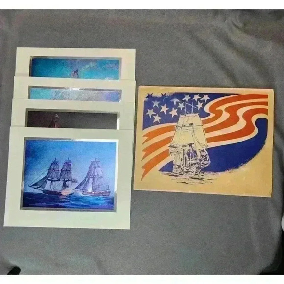 U.S. Ships of 76 Set William Nowland Van Powell Vintage Foil Color-Etched Prints - Picture 7 of 10